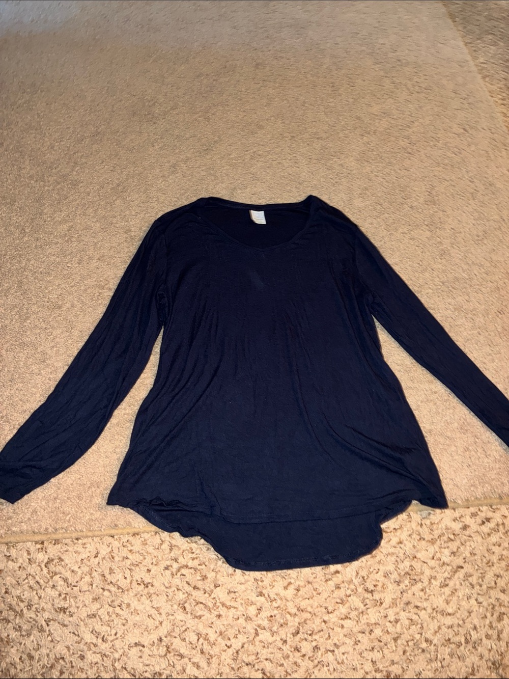 Women's Long Sleeve Scoop Neck Top - navy maternity  size L